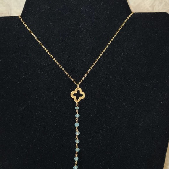 LaSoula Gold Plated Sterling Silver Y Drop Necklace - Picture 2 of 6